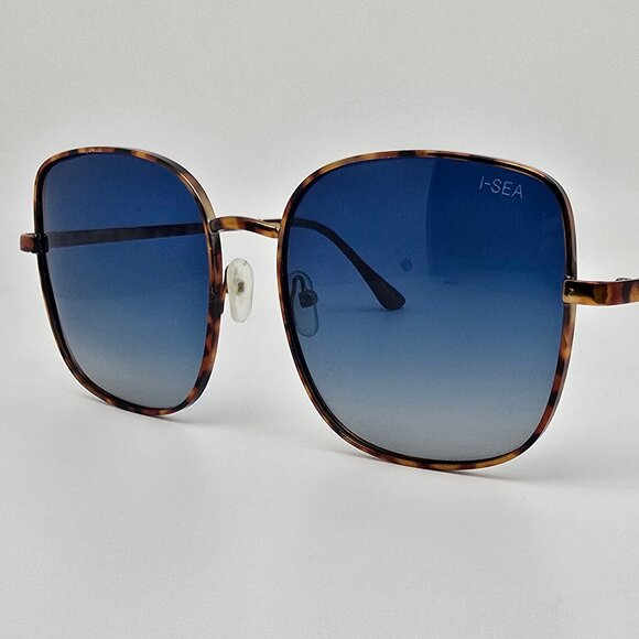 I-SEA Montana Tortoise Frame Polarized Blue Gradient Lens Square Sunglasses 57mm - Picture 1 of 14